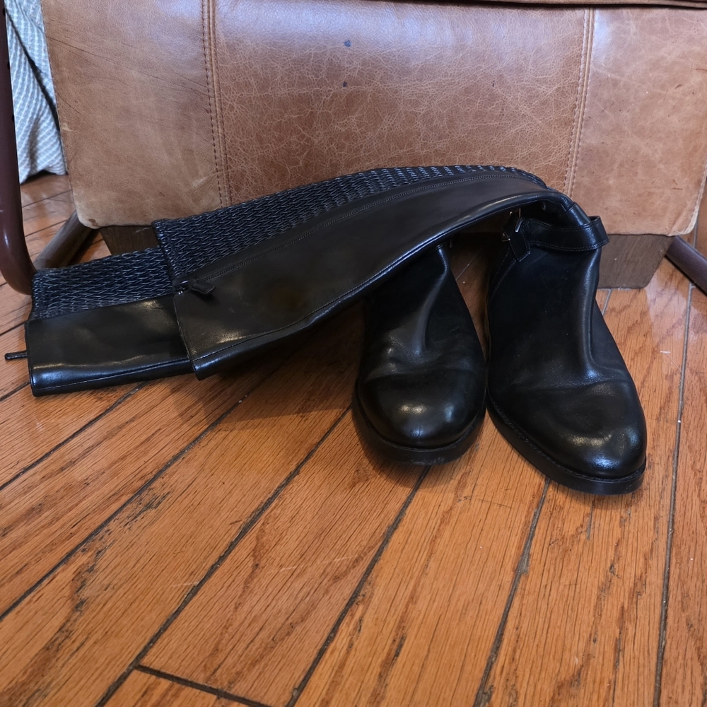 Cole Haan Black Leather Knee-High Riding Boots